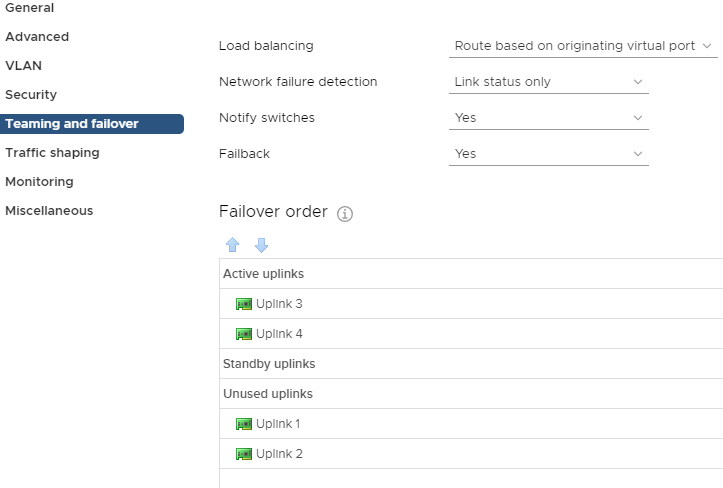 vSAN port group configuration